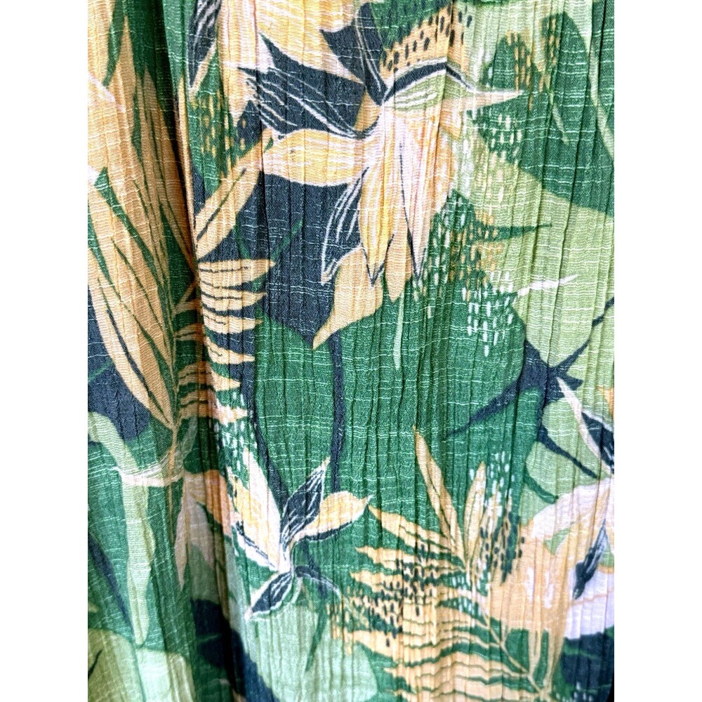 Naif Tropical Floral Shift Dress Womens Medium Green Yellow Ruffle Sleeve Boho - Picture 10 of 10